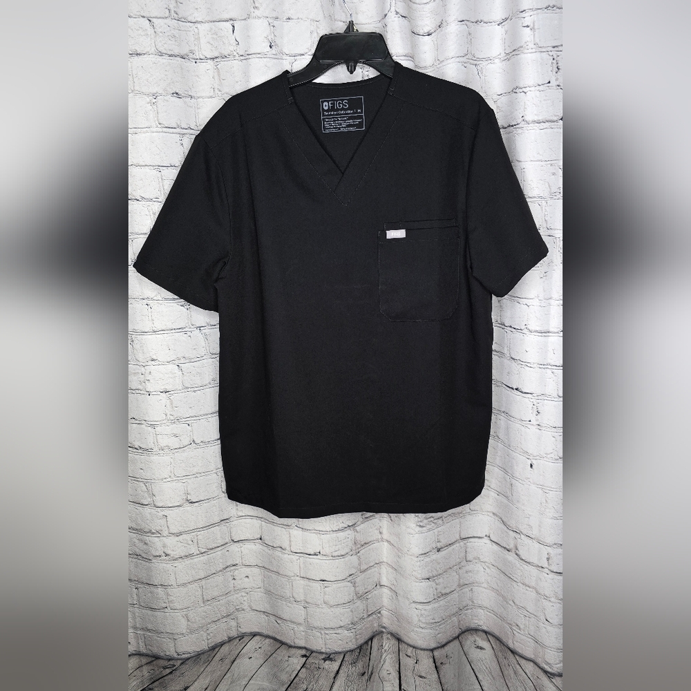 Figs Black Short Sleeve V-Neck Tee Scrub‎ Size Medium